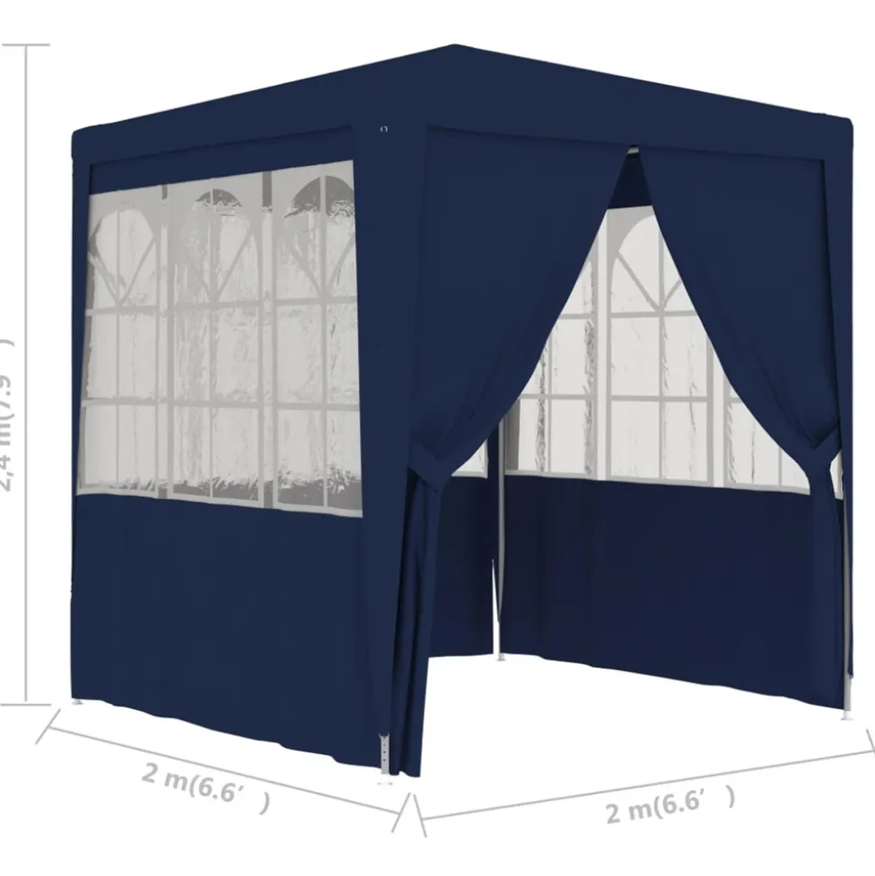 VIDAXL - Tente de réception avec parois latérales 2x2 m bleu 90 g/m²
