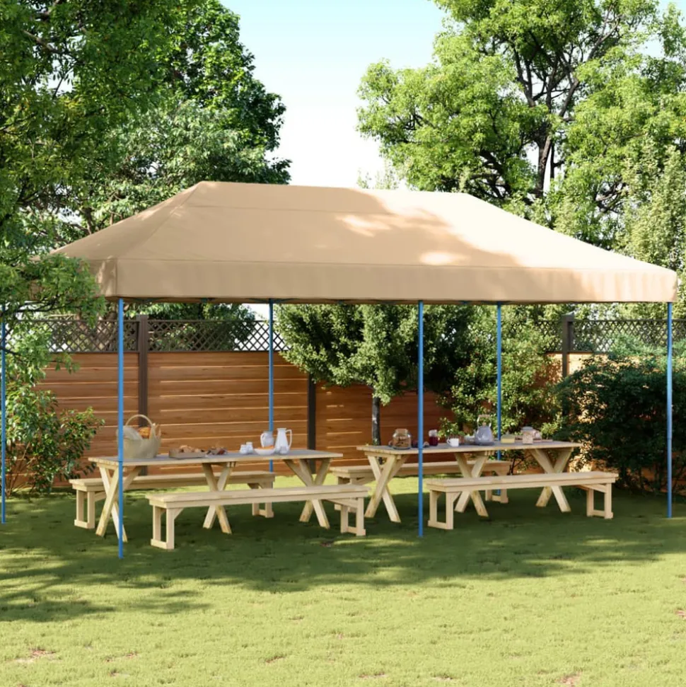 VIDAXL - Tente de réception pliable escamotable beige 580x292x315 cm
