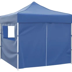 VIDAXL - Tente pliable avec 4 parois bleu 3 x 3 m