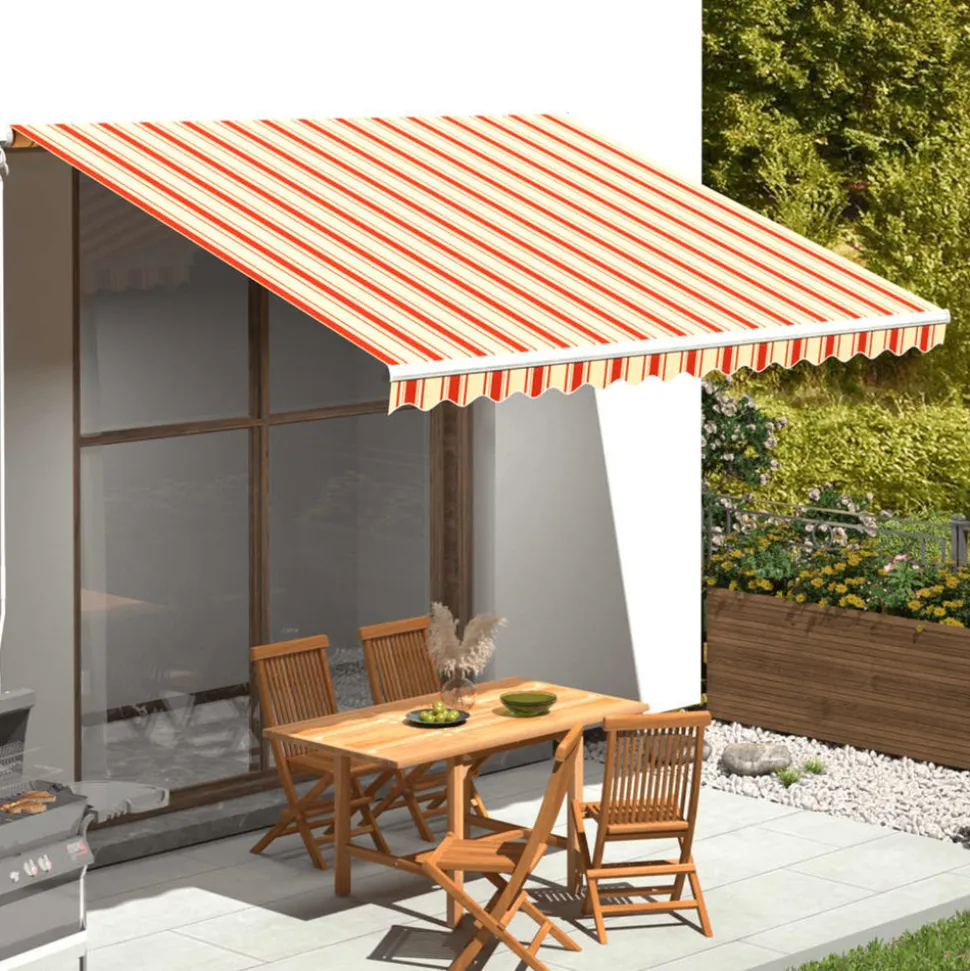 VIDAXL - Tissu de remplacement pour auvent jaune et orange 4x3 m