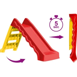 VIDAXL - Toboggan pliable d'enfants intérieur/extérieur rouge et jaune
