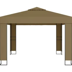 VIDAXL - Tonnelle avec double toit et lumières led 3x3x2,7 m taupe