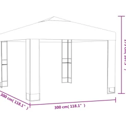 VIDAXL - Tonnelle avec double toit et lumières led 3x3x2,7 m taupe