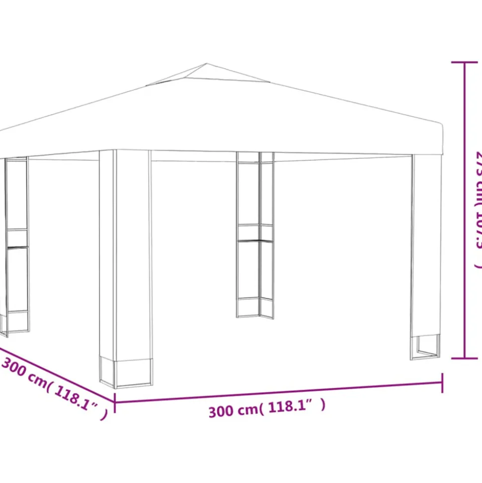VIDAXL - Tonnelle avec double toit et lumières led 3x3x2,7 m taupe