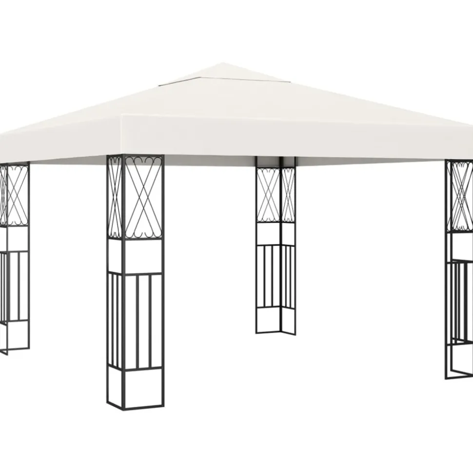 VIDAXL - Tonnelle avec guirlande lumineuse à led 3x3 m crème tissu