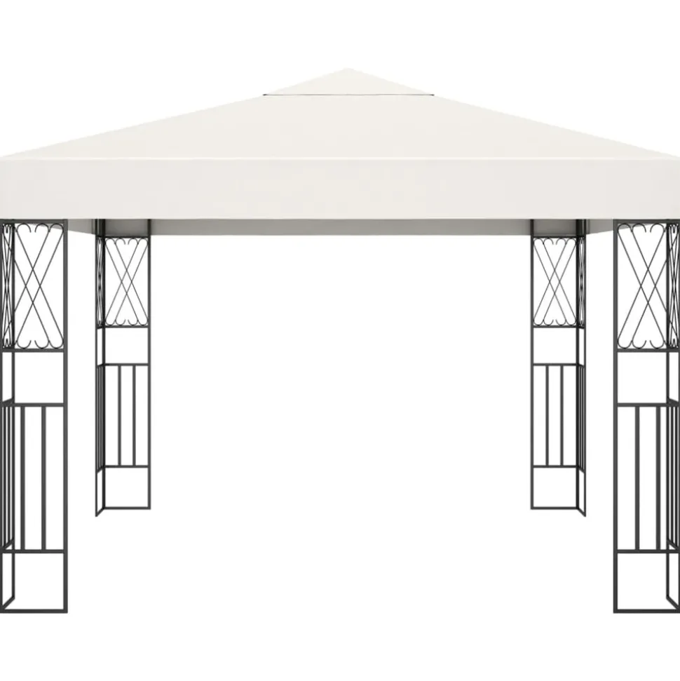 VIDAXL - Tonnelle avec guirlande lumineuse à led 3x3 m crème tissu