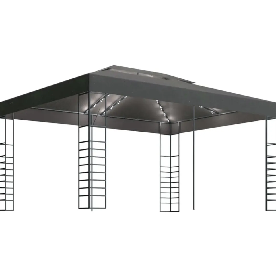 VIDAXL - Tonnelle avec guirlande lumineuse à led 3x4 m anthracite