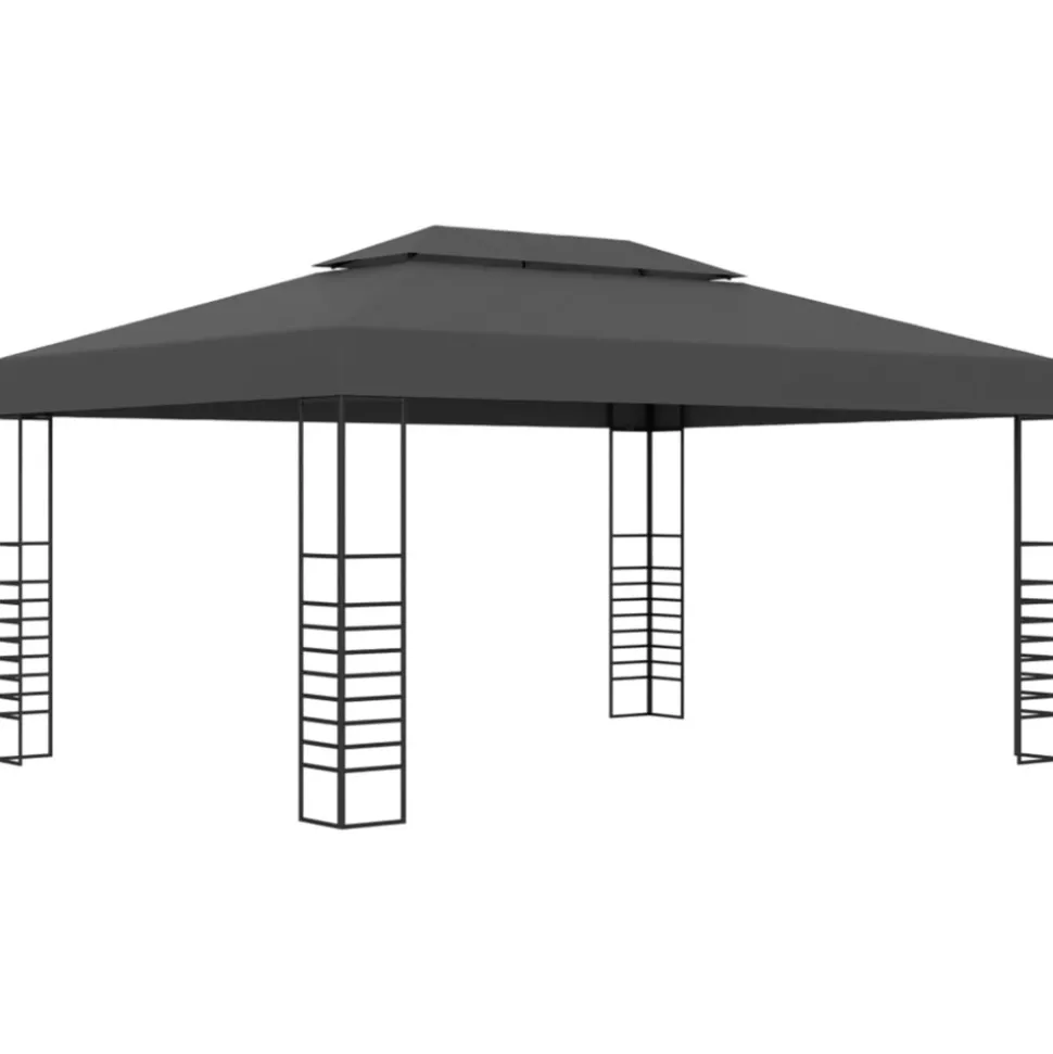 VIDAXL - Tonnelle avec guirlande lumineuse à led 3x4 m anthracite