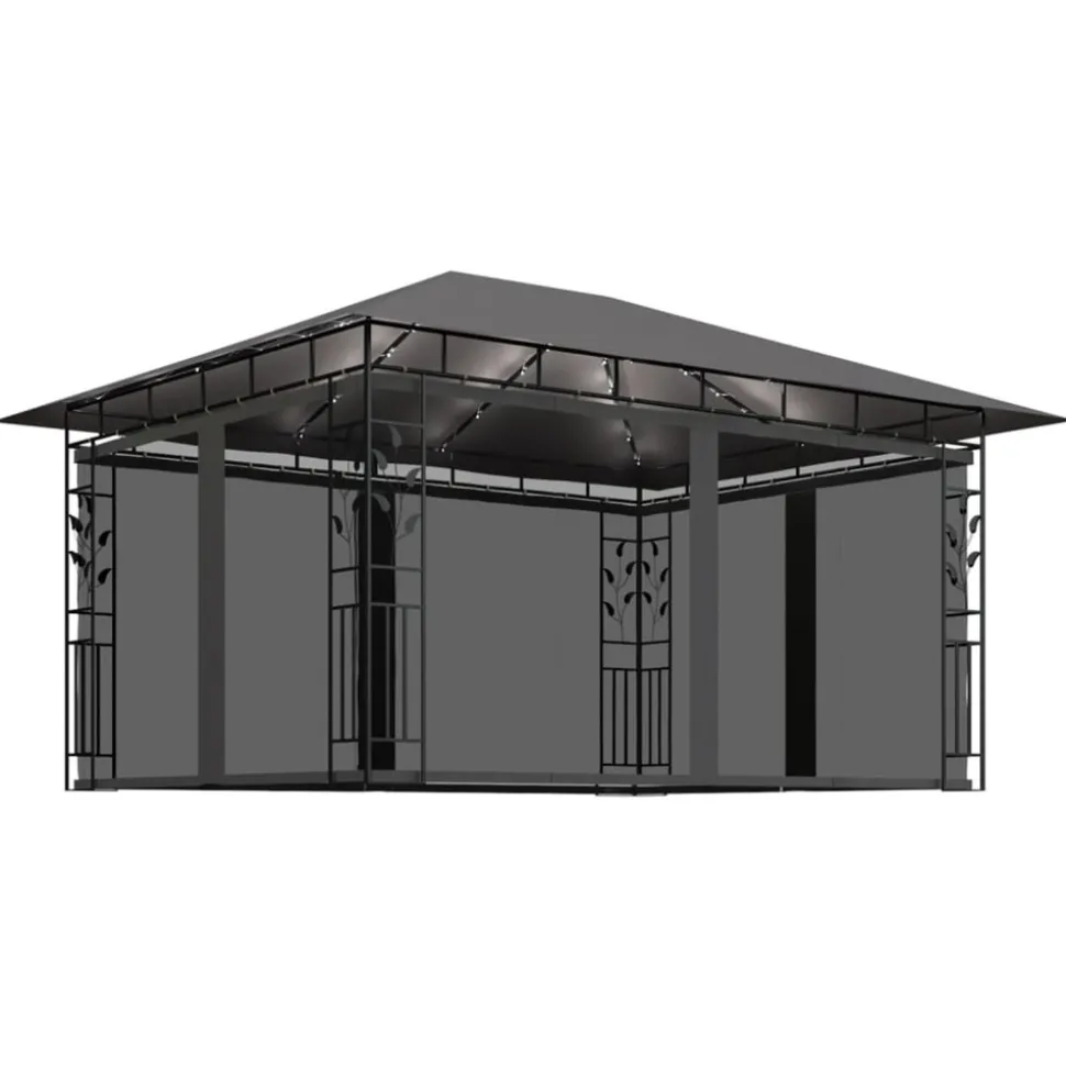 VIDAXL - Tonnelle avec moustiquaire et lumières led 4x3x2,73m anthracite