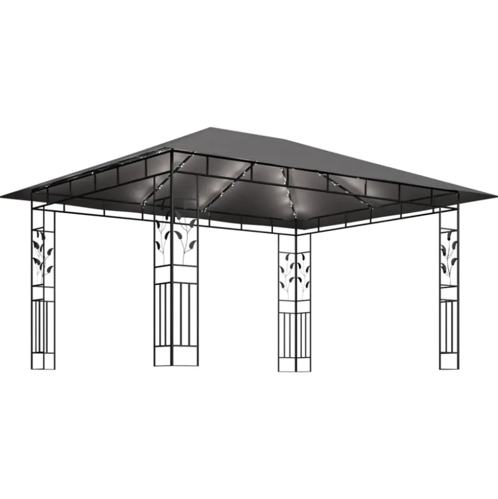 VIDAXL - Tonnelle avec moustiquaire et lumières led 4x3x2,73m anthracite