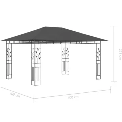 VIDAXL - Tonnelle avec moustiquaire et lumières led 4x3x2,73m anthracite