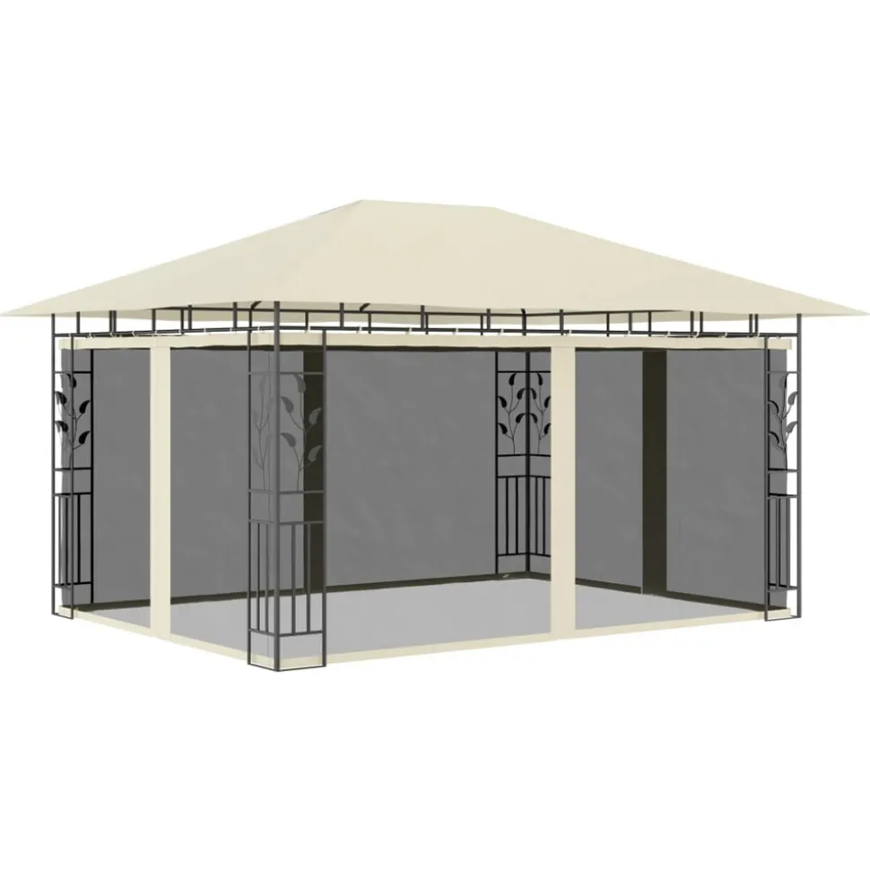 VIDAXL - Tonnelle avec moustiquaire et lumières led 4x3x2,73 m crème