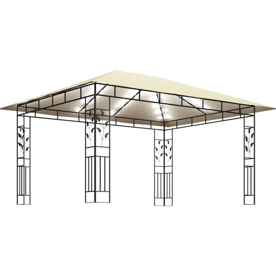 VIDAXL - Tonnelle avec moustiquaire et lumières led 4x3x2,73 m crème