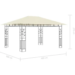 VIDAXL - Tonnelle avec moustiquaire et lumières led 4x3x2,73 m crème