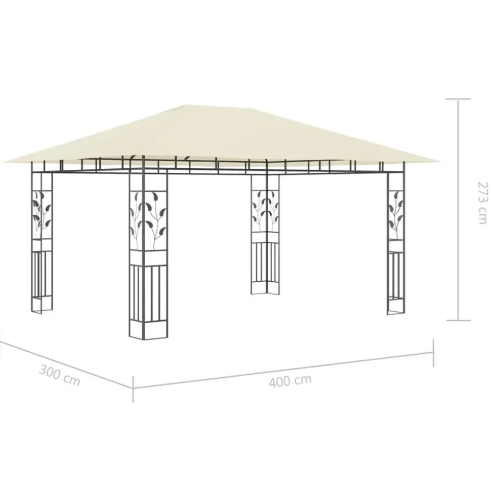 VIDAXL - Tonnelle avec moustiquaire et lumières led 4x3x2,73 m crème