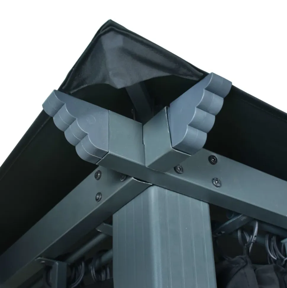 VIDAXL - Tonnelle avec rideau et lumières led 3x3 m anthracite aluminium