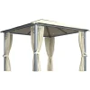 VIDAXL - Tonnelle avec rideau et lumières led 3x3 m crème aluminium