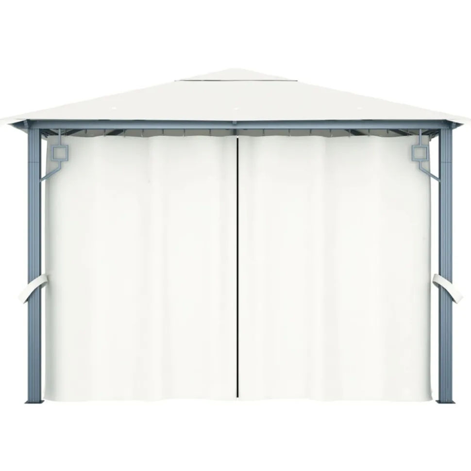 VIDAXL - Tonnelle avec rideau et lumières led 3x3 m crème aluminium