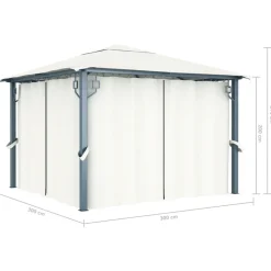 VIDAXL - Tonnelle avec rideau et lumières led 3x3 m crème aluminium