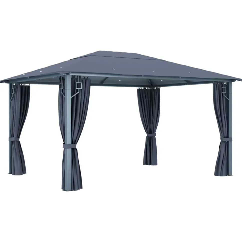 VIDAXL - Tonnelle avec rideau et lumières led 4x3 m anthracite aluminium