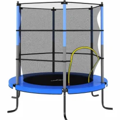 VIDAXL - Trampoline avec filet de sécurité rond 140x160 cm bleu
