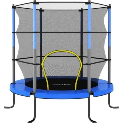 VIDAXL - Trampoline avec filet de sécurité rond 140x160 cm bleu