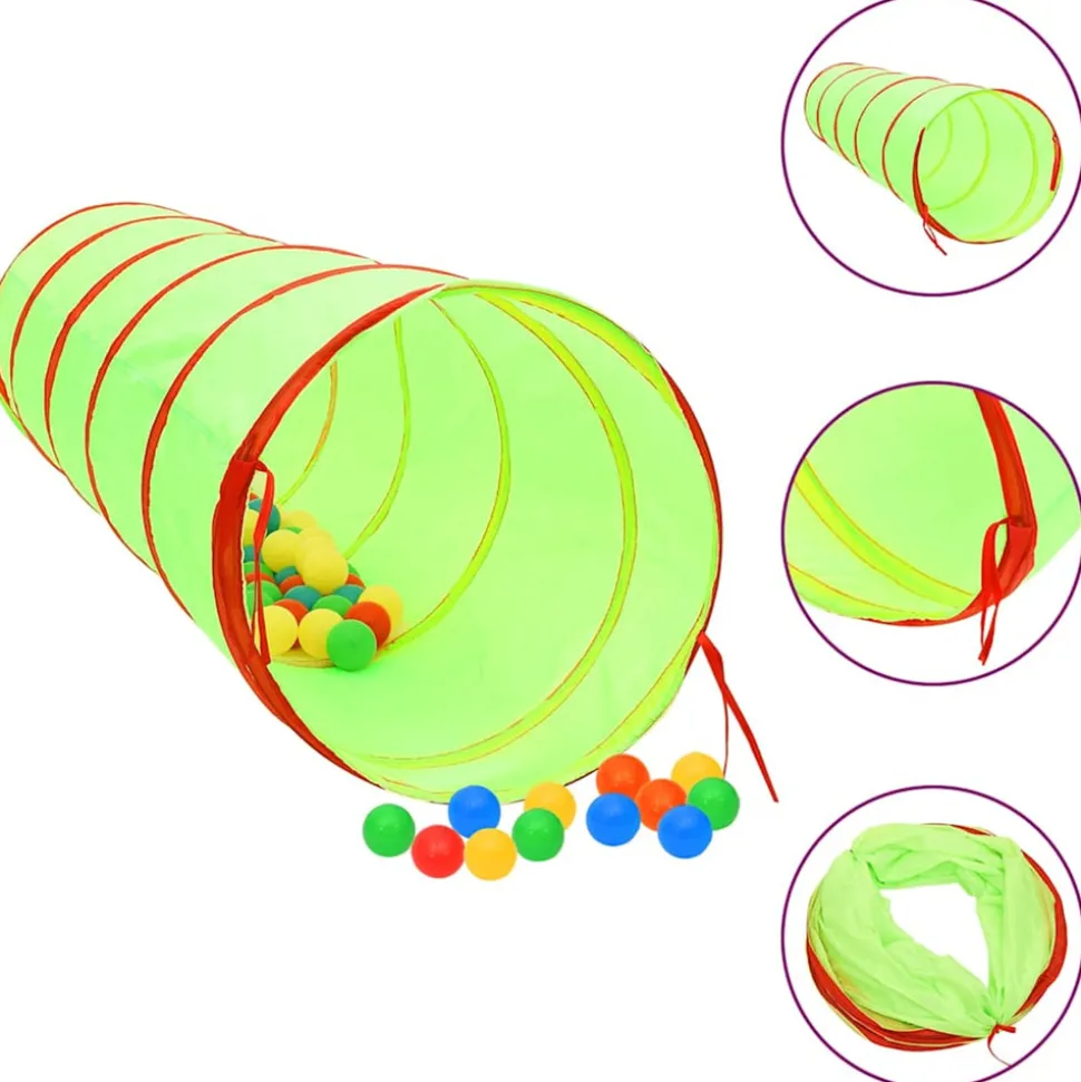 VIDAXL - Tunnel de jeu pour enfants avec 250 balles vert 175cm polyester