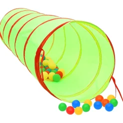 VIDAXL - Tunnel de jeu pour enfants avec 250 balles vert 175cm polyester