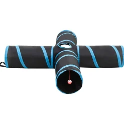 VIDAXL - Tunnel pour chats à 4 voies noir et bleu 132 cm polyester