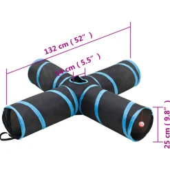 VIDAXL - Tunnel pour chats à 4 voies noir et bleu 132 cm polyester