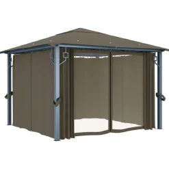 VIDAXL - Vidaxl - tonnelle avec rideau et lumières led 3x3 m
