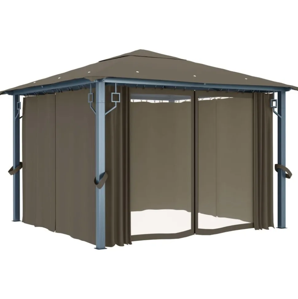 VIDAXL - Vidaxl - tonnelle avec rideau et lumières led 3x3 m