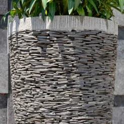 WANDA COLLECTION - Jardinière en pierre ardoise conique 80 cm
