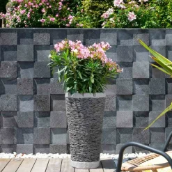 WANDA COLLECTION - Jardinière en pierre ardoise conique 80 cm