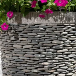 WANDA COLLECTION - Pot bac jardinière conique galet 80cm jardin extérieur zen