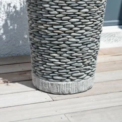WANDA COLLECTION - Pot bac jardinière conique galet 80cm jardin extérieur zen