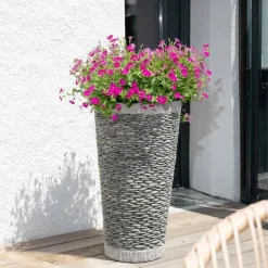 WANDA COLLECTION - Pot bac jardinière conique galet 80cm jardin extérieur zen