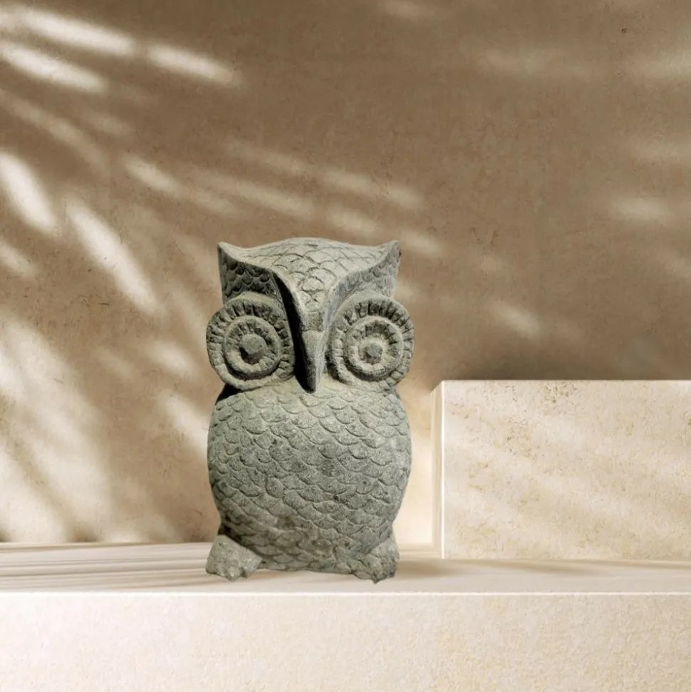 WANDA COLLECTION - Statue hibou en pierre naturelle 30 cm