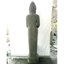 WANDA COLLECTION - Statue de jardin bouddha debout offrande en pierre 2m