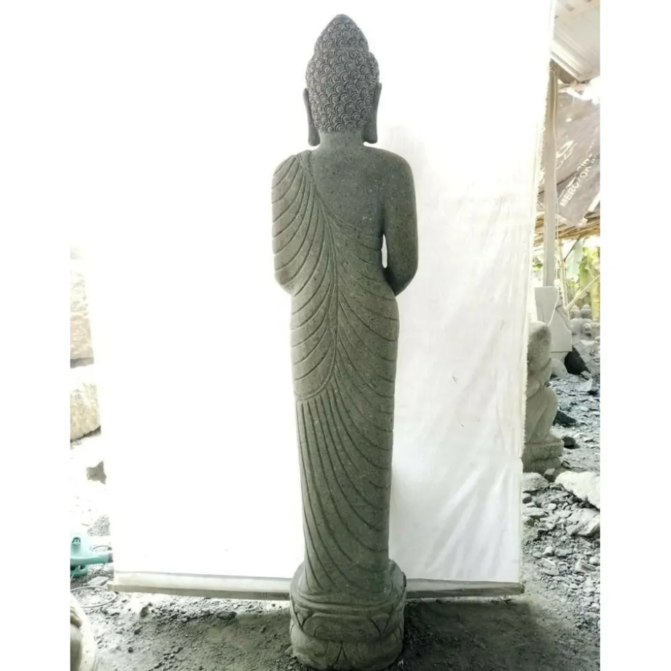 WANDA COLLECTION - Statue de jardin bouddha debout offrande en pierre 2m