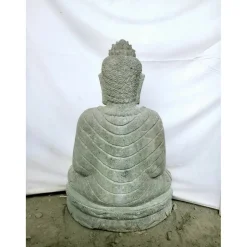 WANDA COLLECTION - Statue de bouddha en pierre assis jardin zen collier 50 cm