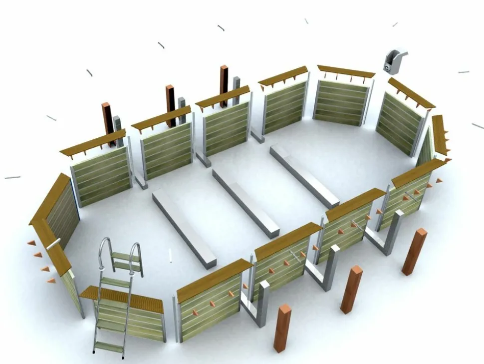 WATER CLIP - Piscine bois octogonale 8,90 x 4,20 x h. 1,29 m calayan