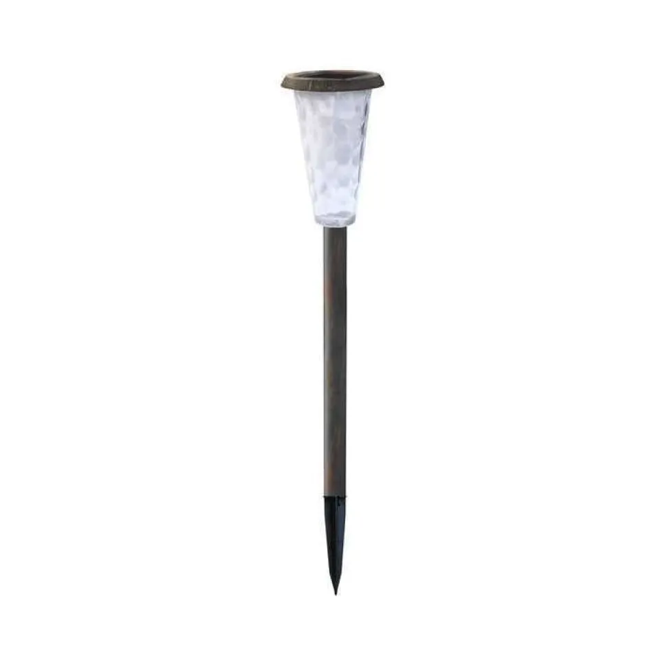 WATT & HOME - Balise solaire 20 lumens Lucky en verre marron - H.50xD.10 cm