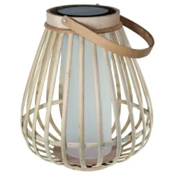WATTETHOME - Lampe lanterne solaire et usb bambou naturel marta effet flamme